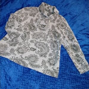 croft & barrow Gray Paisley Cowl Neck Sweater